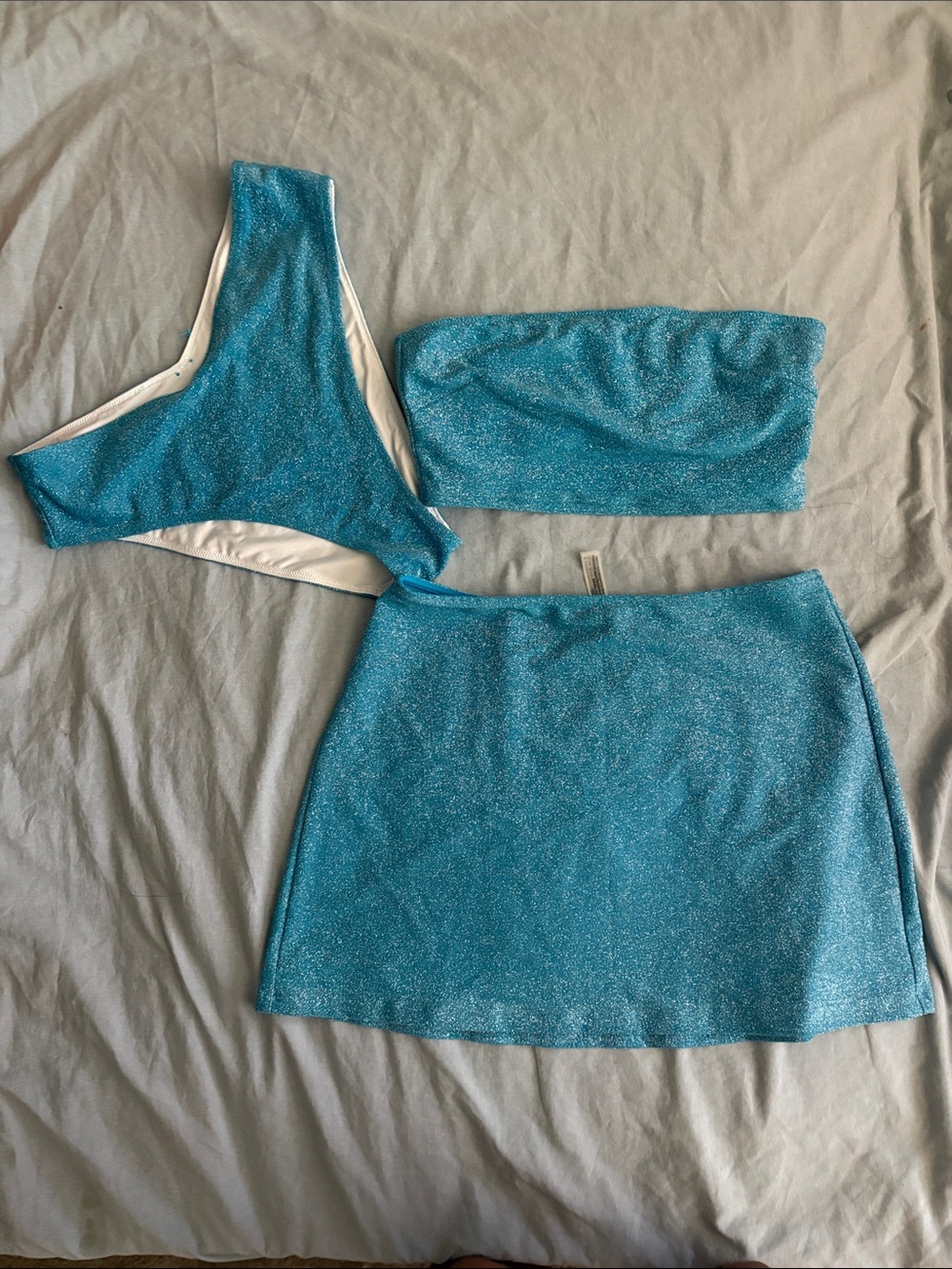 PINK Victoria's Secret Sparkling Turquoise Blue Mini Skirt